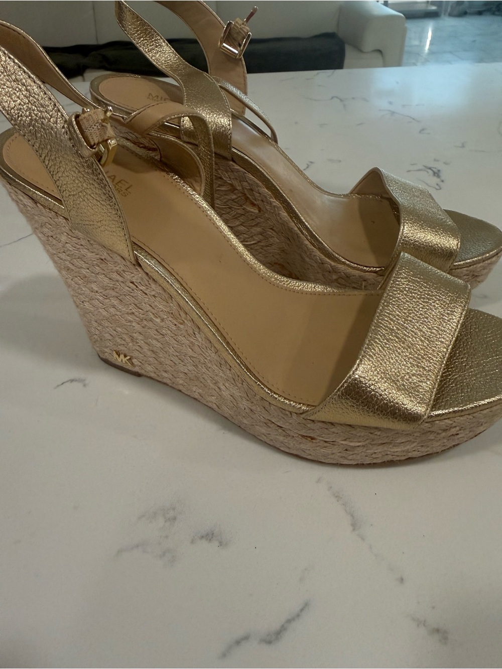 MICHAEL Michael Kors Gold Espadrille Wedge Sandals